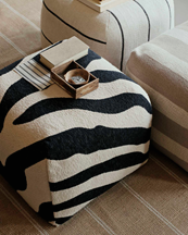 Zebra Poufs Black/Light Beige