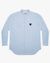 Comme des Garçons Play Striped Heart Long Sleeve Shirt Blue