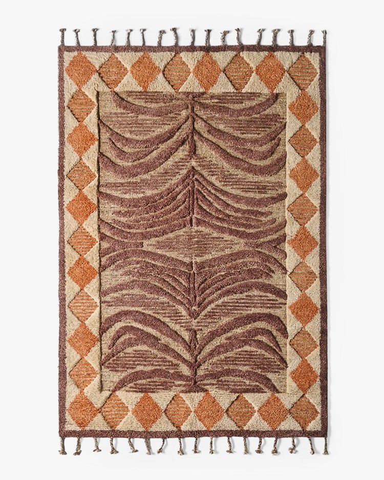Dusty Deco Wildcat Rug Burnt Brown