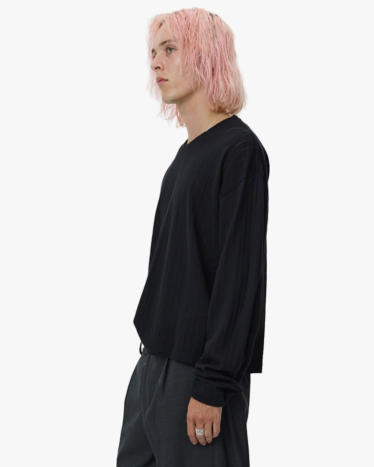 Mfpen Relaxed Long Sleeve Tee Black Lace Stripe - Vallgatan 12