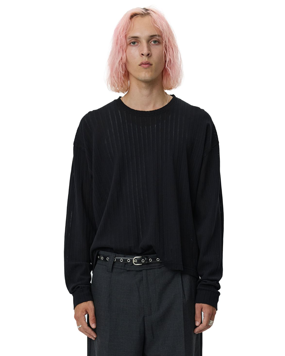 Mfpen Relaxed Long Sleeve Tee Black Lace Stripe - Vallgatan 12