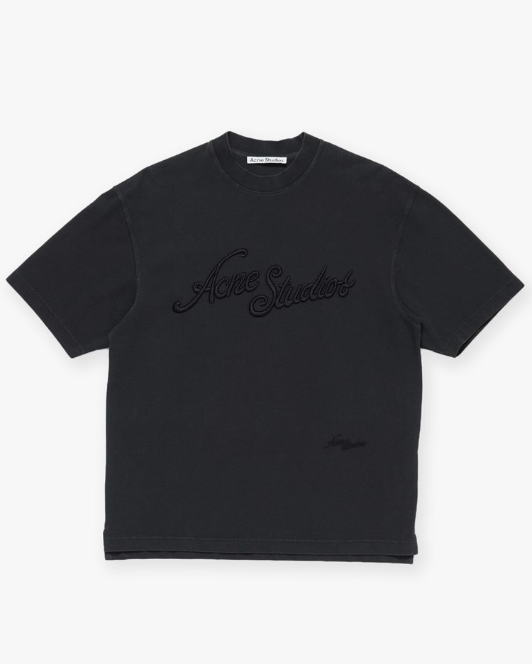 Acne Studios Relaxed Embroidered Logo T-Shirt Faded Black