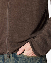 HOPE Goal Cardigan Brown Hemp Rib