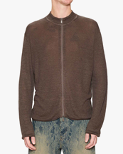 HOPE Goal Cardigan Brown Hemp Rib