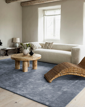 Layered Classic Solid Wool Rug Sky Blue