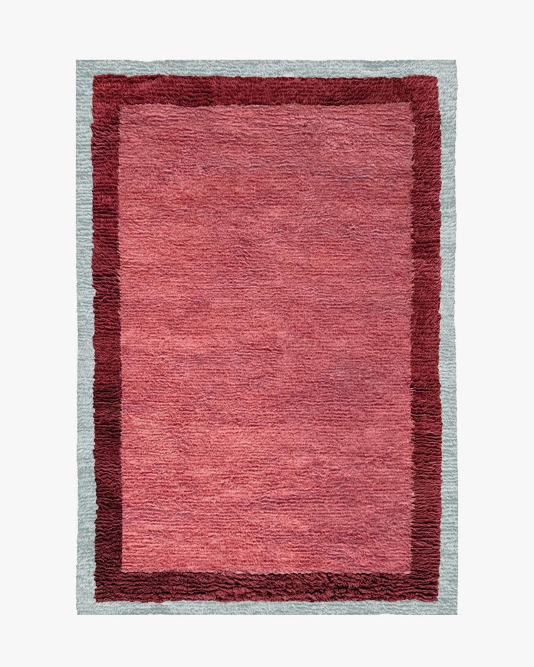 Layered Shaggy Edge Wool Rug Rose