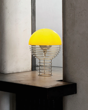Verpan Wire Table Lamp Ø30 Chrome/Yellow
