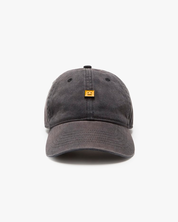 Acne Studios Face Metal Pin Logo Cap Washed Black