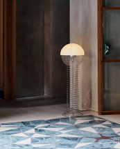 Verpan Wire Floor Lamp Chrome/White