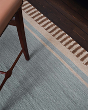 Layered Röllakan Solid Wool Rug Sky Blue