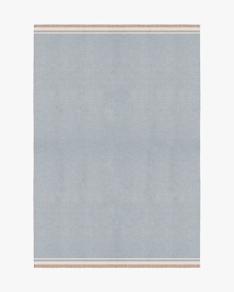 Layered Röllakan Solid Wool Rug Sky Blue