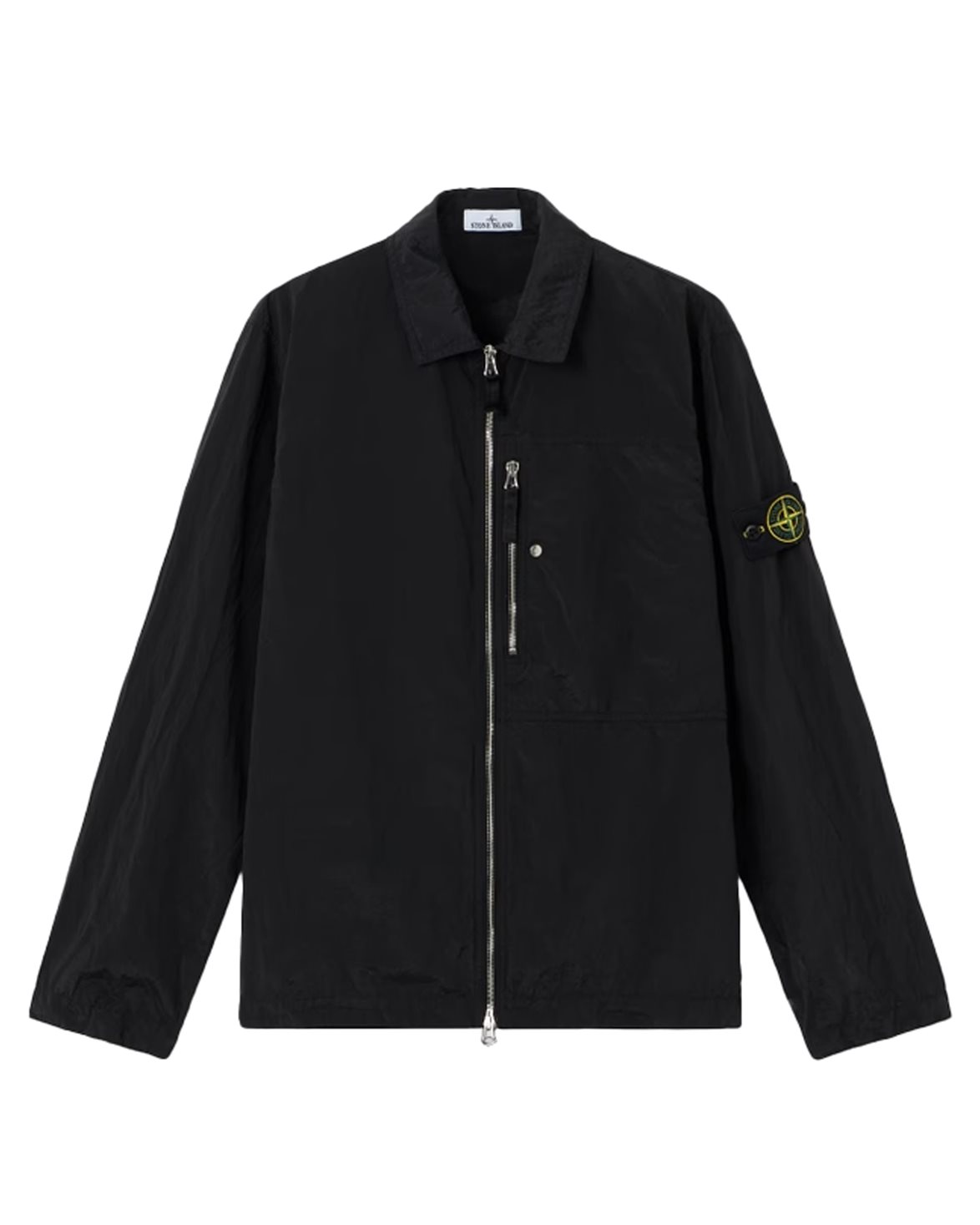 Stone  ブラックナイロンシャツ Stone Island 1200038 Nylon Metal Zip Overshirt Black - Vallgatan 12