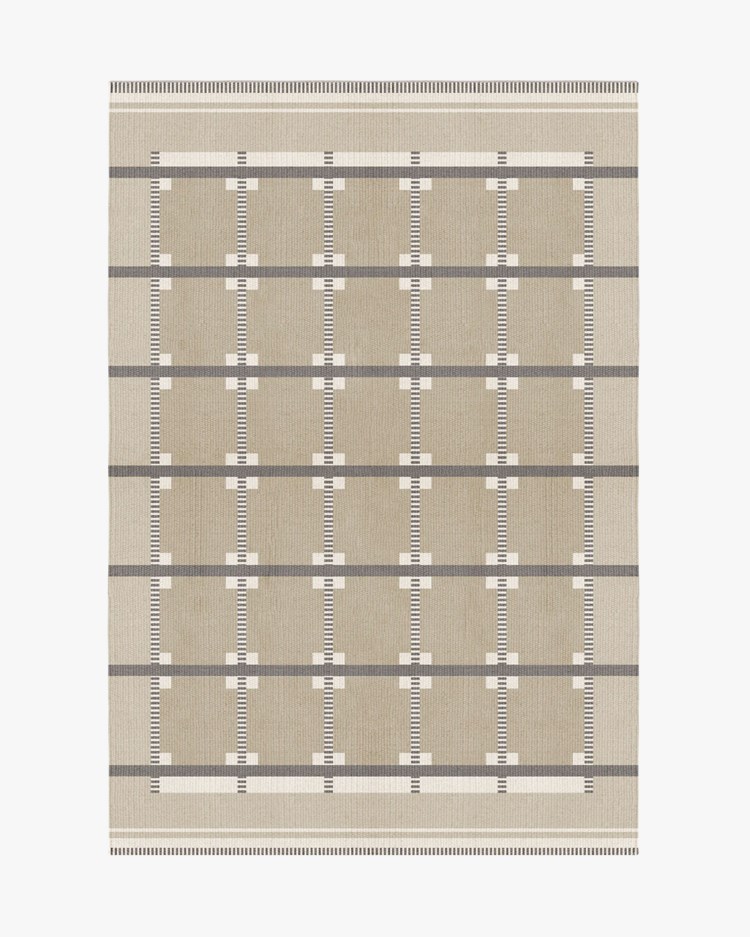 Layered Röllakan Ruth Wool Rug Almond