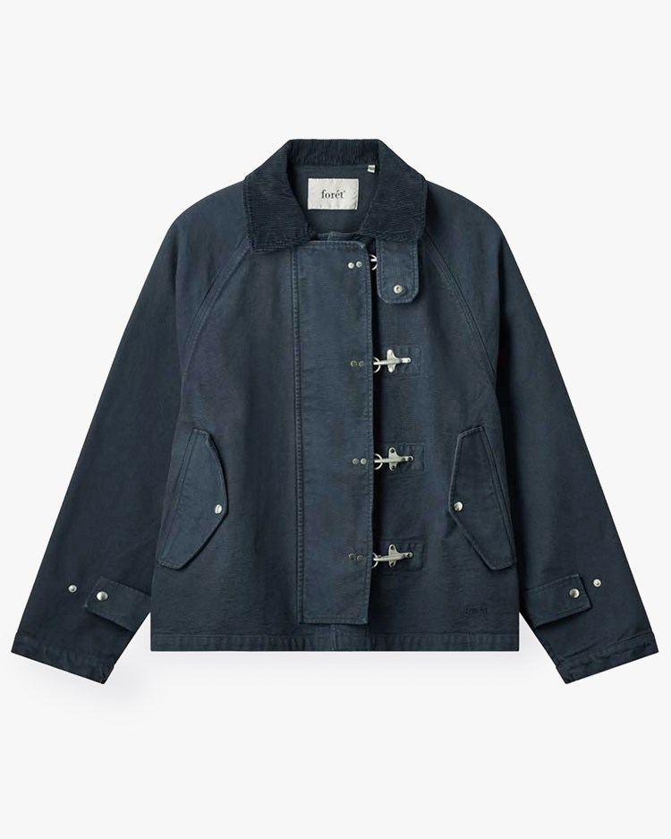 Forét Cinder Clasp Canvas Jacket Navy