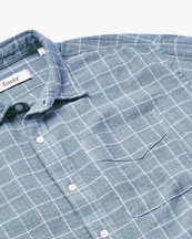 Forét Scout Relaxed Fit Loose Weave Check Shirt Light Blue Check