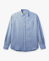 Forét Scout Relaxed Fit Loose Weave Check Shirt Light Blue Check