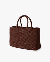 Lié Studio Charlotte Raffia Bag Small Chestnut Brown