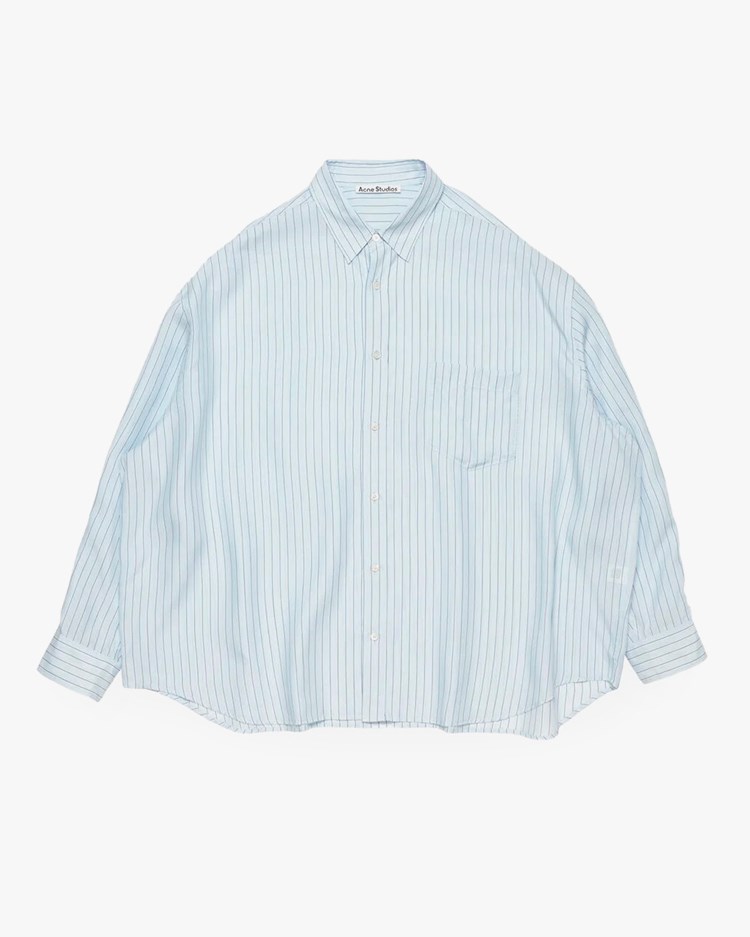 Acne Studios Relaxed Striped Button-Up Shirt Blue