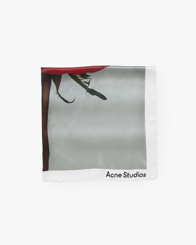 Acne Studios Printed Silk Bandana Rose White
