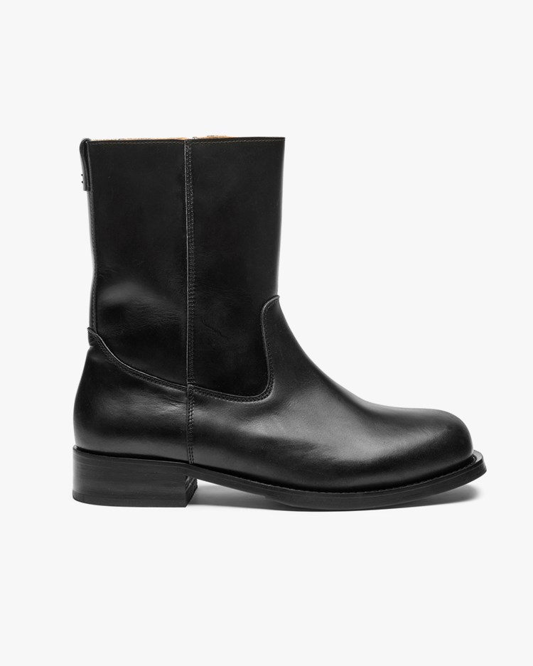 Playboy Footwear Billy Ranch Zip Boots Black Leather