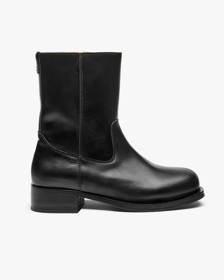 Playboy Footwear Jessie Ranch Zip Boots Black Leather