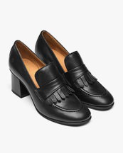 Playboy Footwear Gigi Heeled Loafers Black Leather
