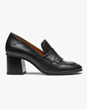 Playboy Footwear Gigi Heeled Loafers Black Leather