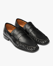 Playboy Footwear Sunny Crinkled Loafers Black Leather