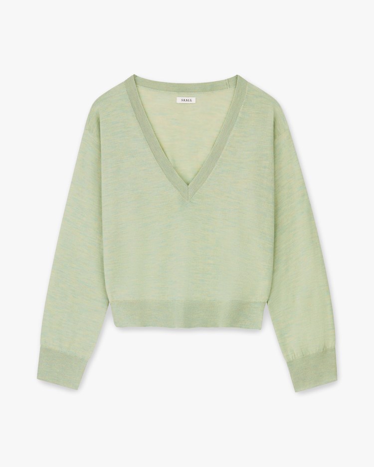Skall Studio Amara V-Neck Jumper Light Green Mélange