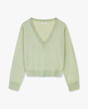 Skall Studio Amara V-Neck Jumper Light Green Mélange