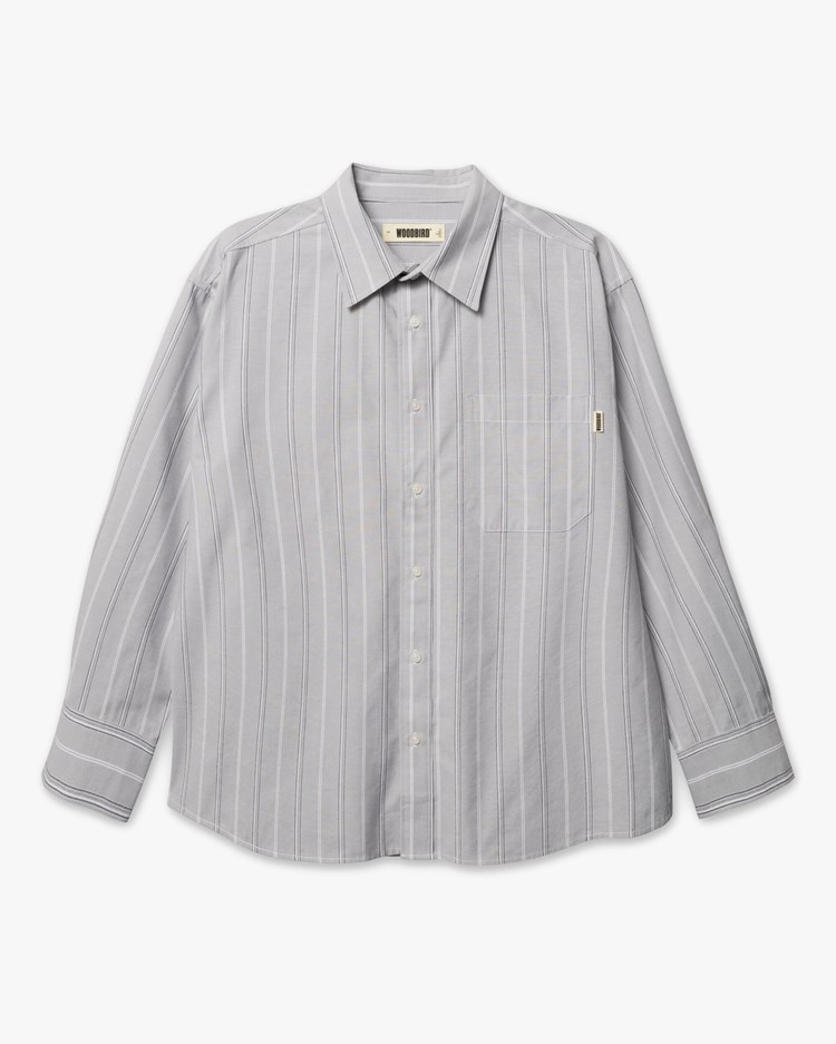 Woodbird Buzo Big Stripe Shirt Grey Stripe