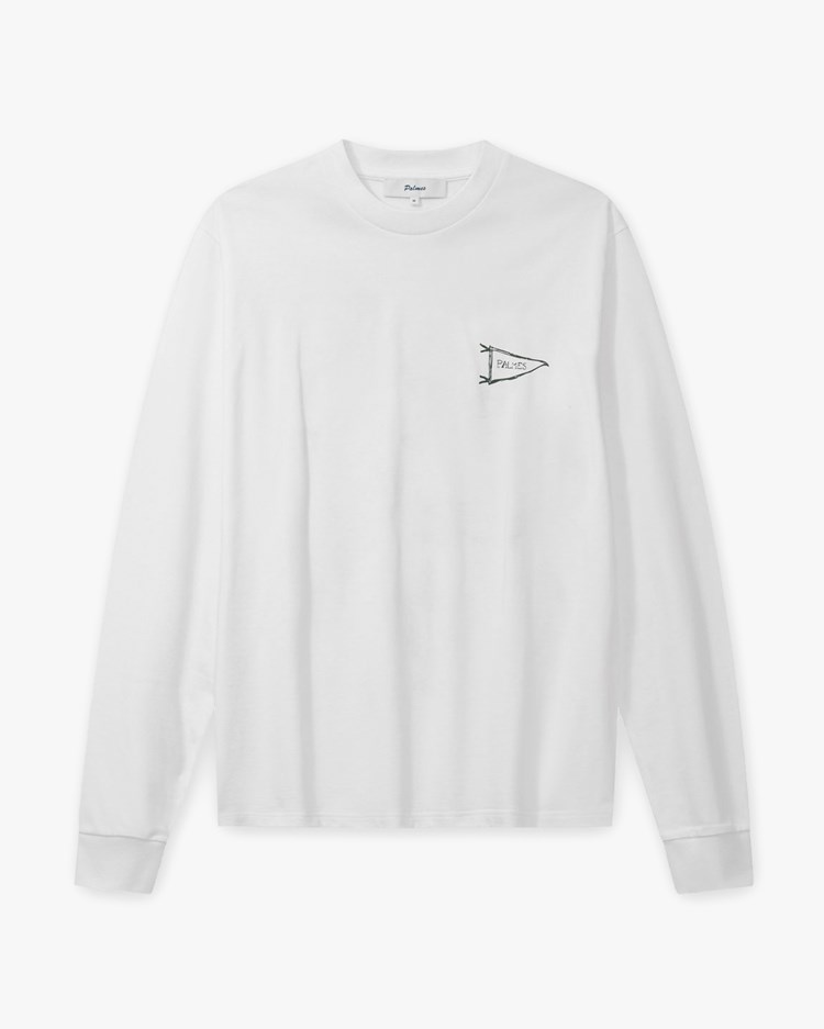 Palmes Pennant Long Sleeve T-Shirt White