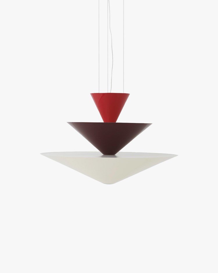&Tradition Gio Chandelier Ln14 Ø60 Cm Vermilion Red & Dark Burgundy & Ecru White