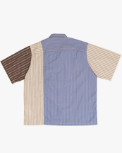Comme des Garçons Homme Panelled Short Sleeve Shirt Dark Sax/Navy/White