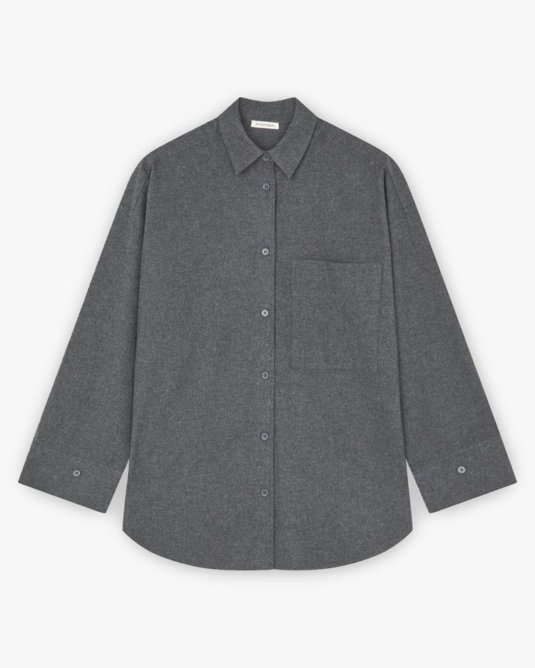 By Malene Birger Derris Flannel Shirt Dark Grey Melange