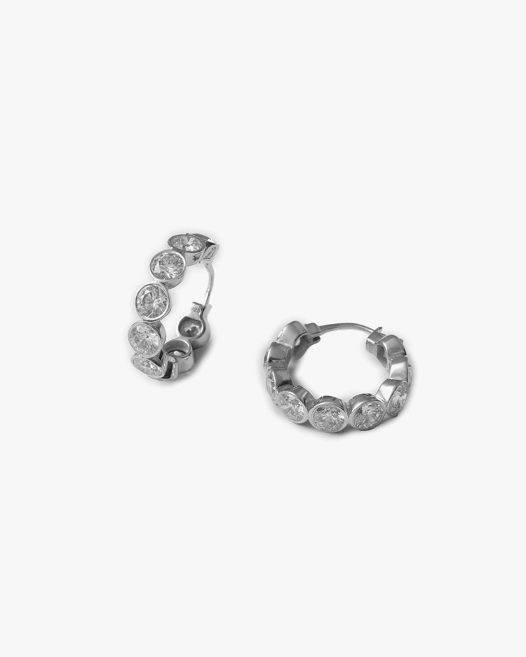 Blue Billie Row Hoops Silver