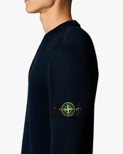 Stone Island 5100154 Ribbed Cotton Crewneck Sweater Navy Blue