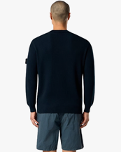 Stone Island 5100154 Ribbed Cotton Crewneck Sweater Navy Blue