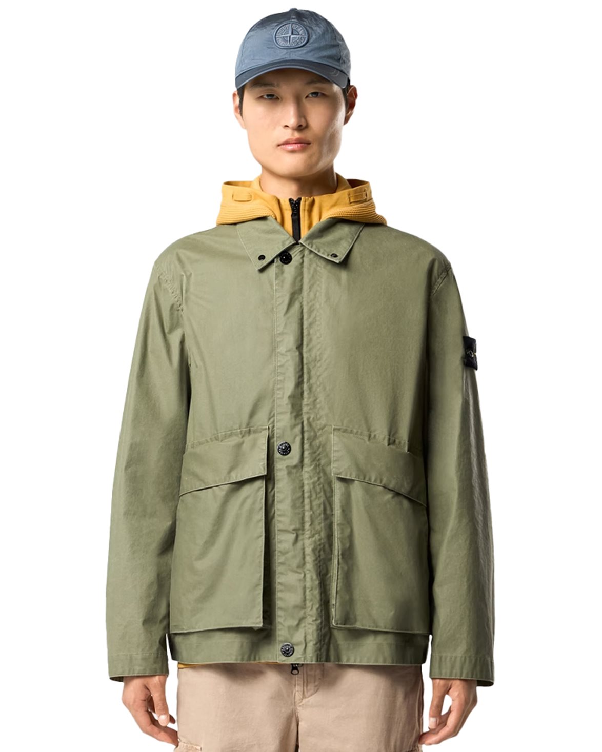 Stone Island 4100054 Waxed Pigment Cotton Coach Jacket Military