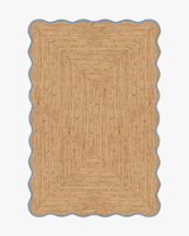Layered Scallop Jute Rug Misty Blue