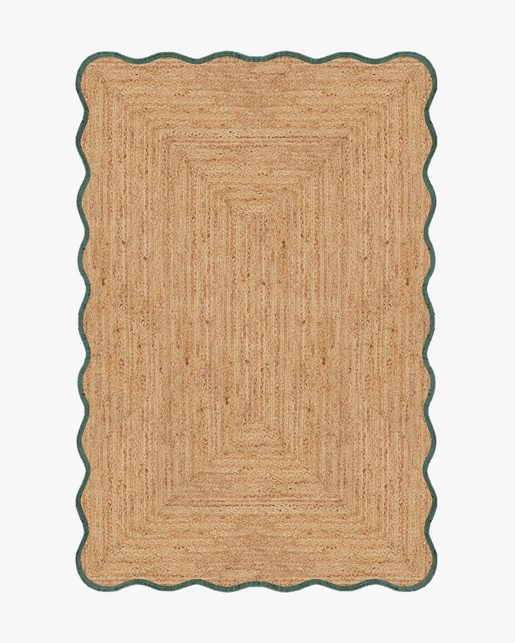Layered Scallop Jute Rug Dark Green