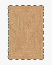Layered Scallop Jute Rug Dark Green