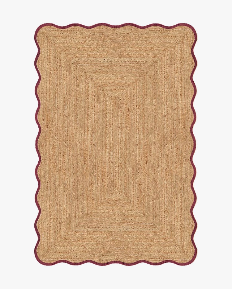 Layered Scallop Jute Rug Burgundy