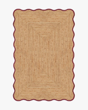 Layered Scallop Jute Rug Burgundy