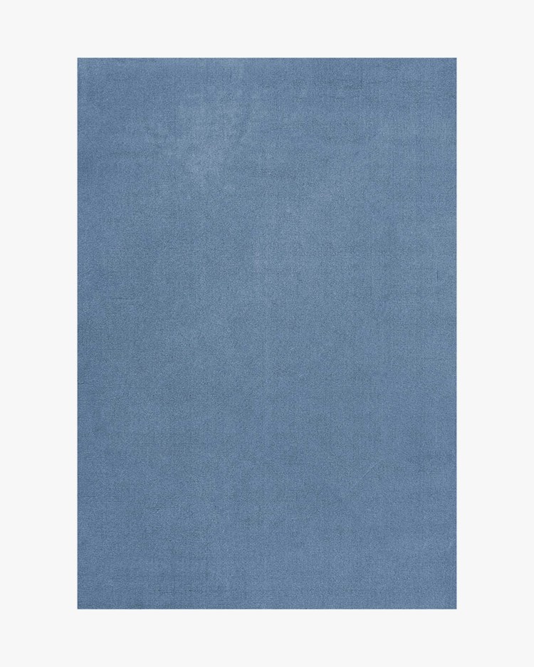 Layered Classic Solid Wool Rug Cornflower Blue