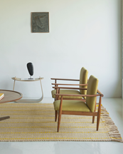 Layered Massproductions Cord Rug Yellow Oatmeal