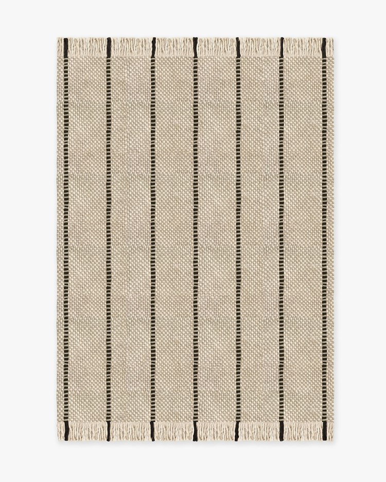 Layered Massproductions Cord Rug 	Black White