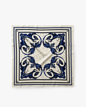 Lescarf Aries Silk Scarf Cream/Blue
