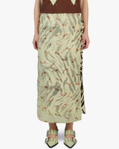 Ganni Printed Shibori Organza Skirt Seedling