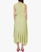 Ganni Marl Mesh Draped Knot Long Dress Seedling